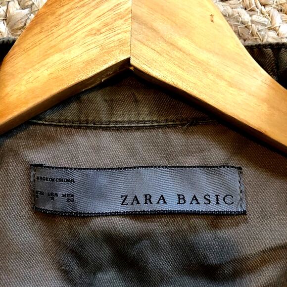 ZARA Jacket Women’s Small Army Green Utility Lightweight Boho Parachute Cargo - Picture 2 of 7